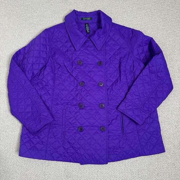 Lauren Ralph Lauren Quilted Jacket Size 2X Purple Outdoor Barn Preppy - Picture 1 of 8